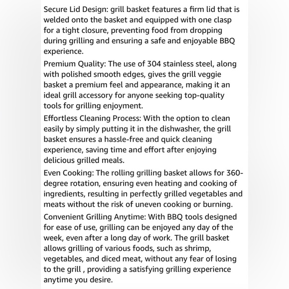 New! Unused! Grill Basket - Outdoor Rolling BBQ Basket - Stainless Steel Grill M - Picture 8 of 8